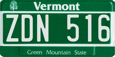 VT license plate ZDN516