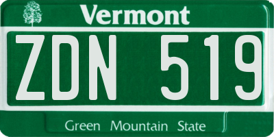 VT license plate ZDN519