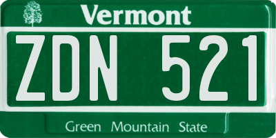 VT license plate ZDN521