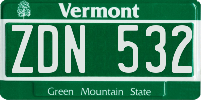 VT license plate ZDN532