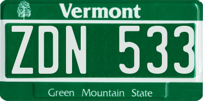 VT license plate ZDN533