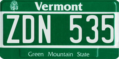VT license plate ZDN535