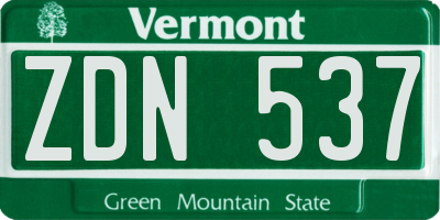 VT license plate ZDN537