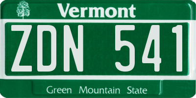 VT license plate ZDN541