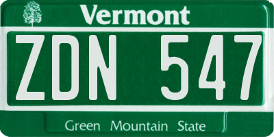 VT license plate ZDN547