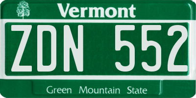 VT license plate ZDN552