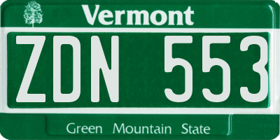 VT license plate ZDN553