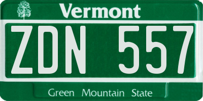 VT license plate ZDN557