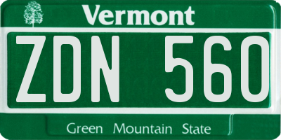 VT license plate ZDN560