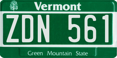 VT license plate ZDN561