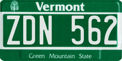 VT license plate ZDN562