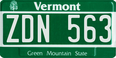 VT license plate ZDN563