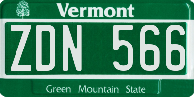 VT license plate ZDN566