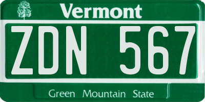 VT license plate ZDN567
