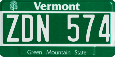 VT license plate ZDN574