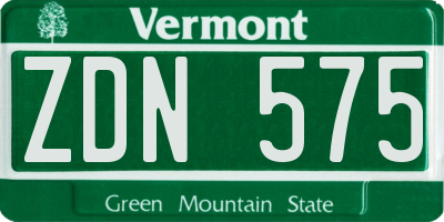VT license plate ZDN575