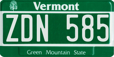 VT license plate ZDN585