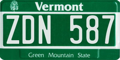 VT license plate ZDN587
