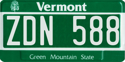 VT license plate ZDN588