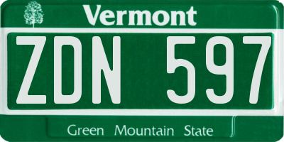 VT license plate ZDN597