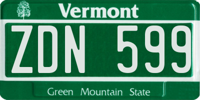VT license plate ZDN599