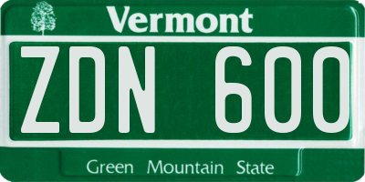 VT license plate ZDN600