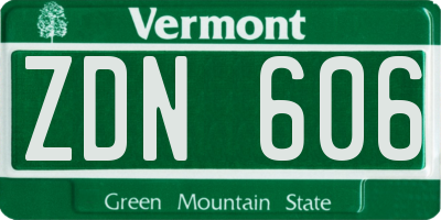 VT license plate ZDN606
