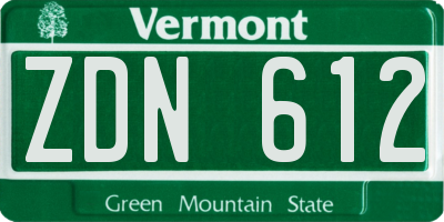 VT license plate ZDN612