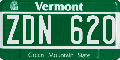 VT license plate ZDN620