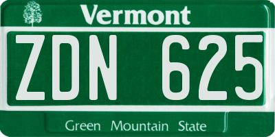 VT license plate ZDN625