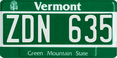 VT license plate ZDN635