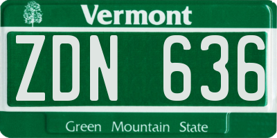 VT license plate ZDN636