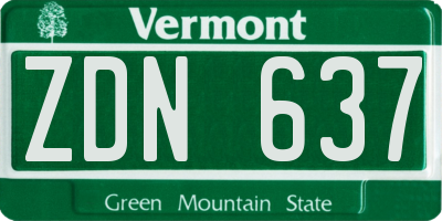 VT license plate ZDN637