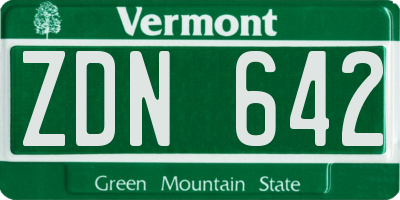 VT license plate ZDN642