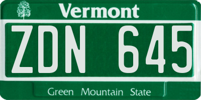 VT license plate ZDN645