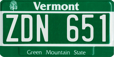 VT license plate ZDN651