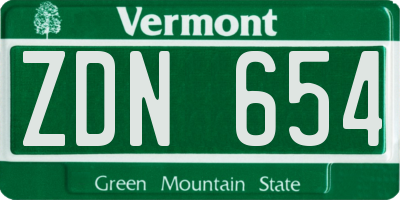 VT license plate ZDN654