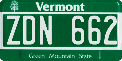 VT license plate ZDN662