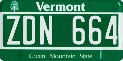 VT license plate ZDN664