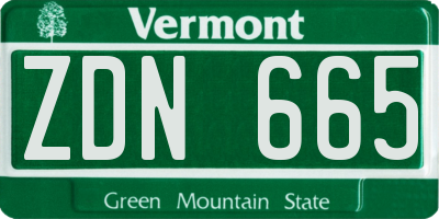 VT license plate ZDN665