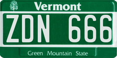 VT license plate ZDN666