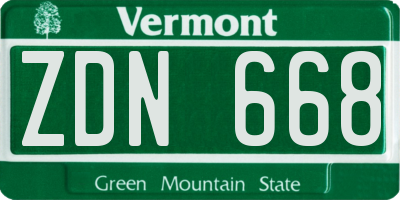 VT license plate ZDN668