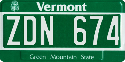 VT license plate ZDN674