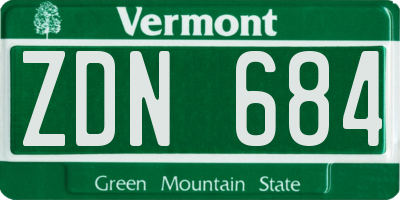 VT license plate ZDN684