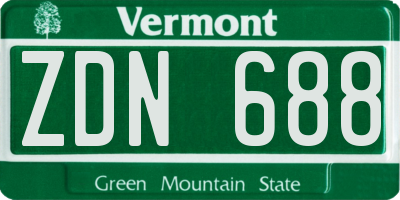 VT license plate ZDN688