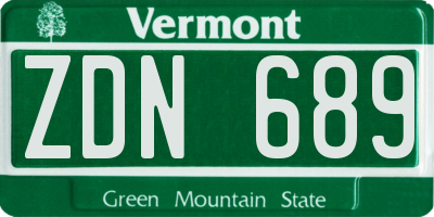 VT license plate ZDN689
