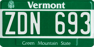VT license plate ZDN693