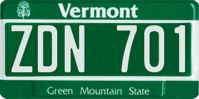 VT license plate ZDN701