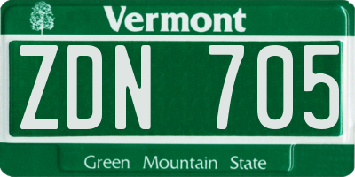 VT license plate ZDN705