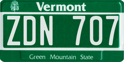 VT license plate ZDN707